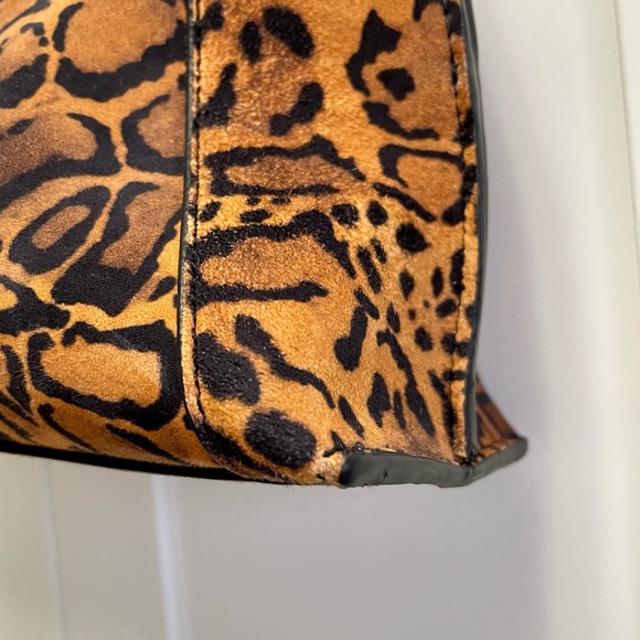 By Far Charlotte Leopard Print Suede Top Handle Mini Bag - Picture 9 of 13
